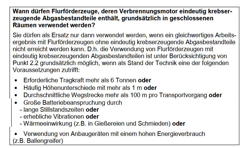 Motorkraftbetriebene Flurförderzeuge in geschlossenen Räumen" - GZ: 461.208/104-III/3/02 